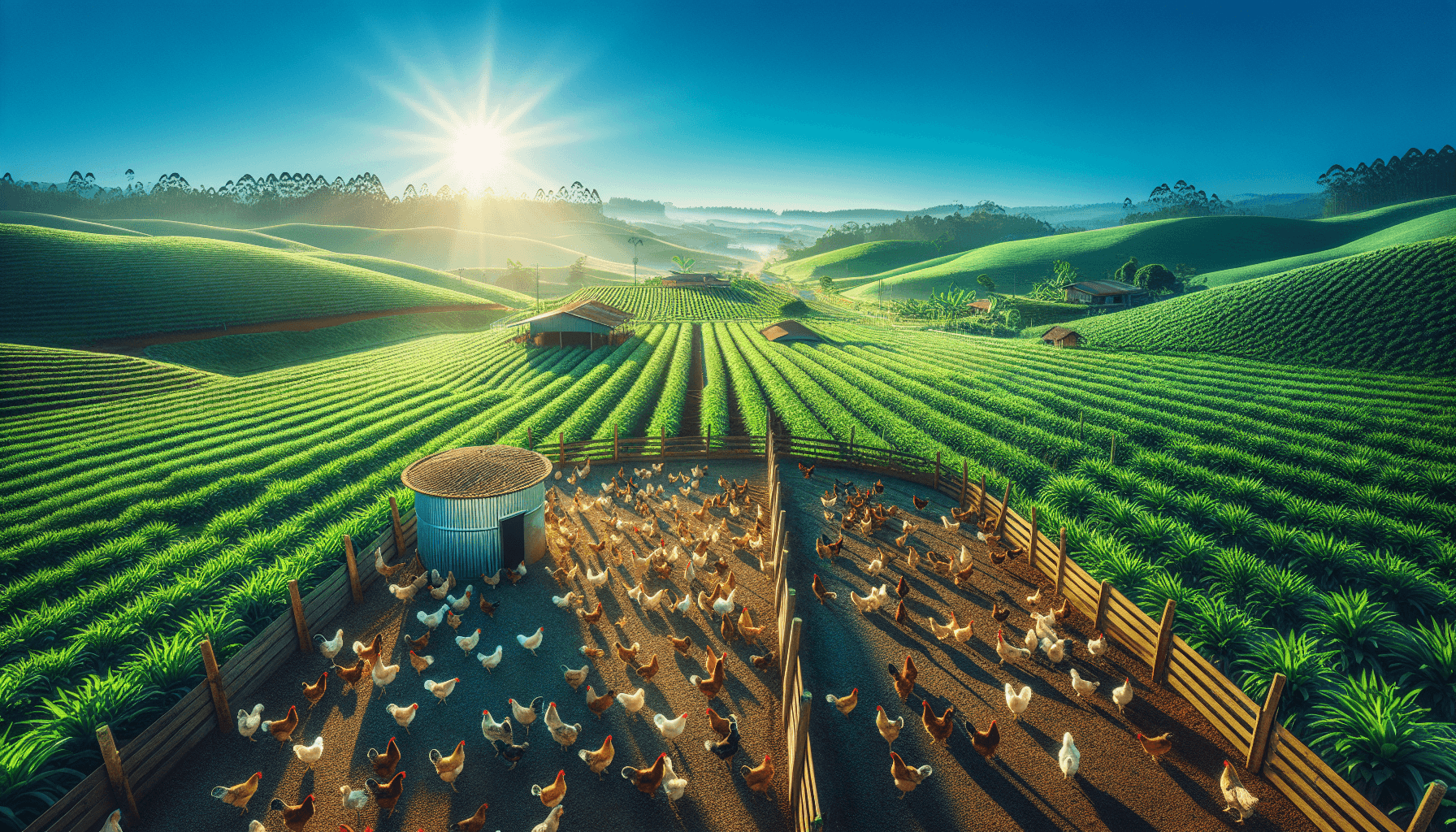 Aerial view of chicken farm